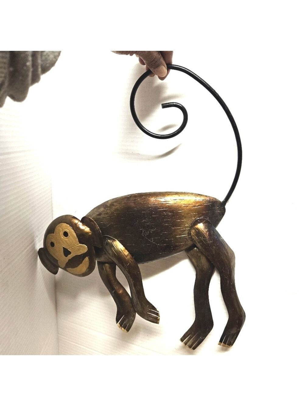 Vintage Handmade Metal Hanging Monkey
